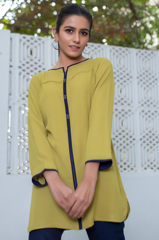 Stitched 1 Piece Embellished Crepe Shirt