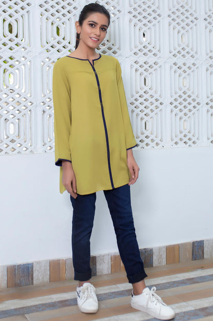 Stitched 1 Piece Embellished Crepe Shirt