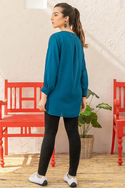 Stitched 1 Piece Embellished Crepe Shirt