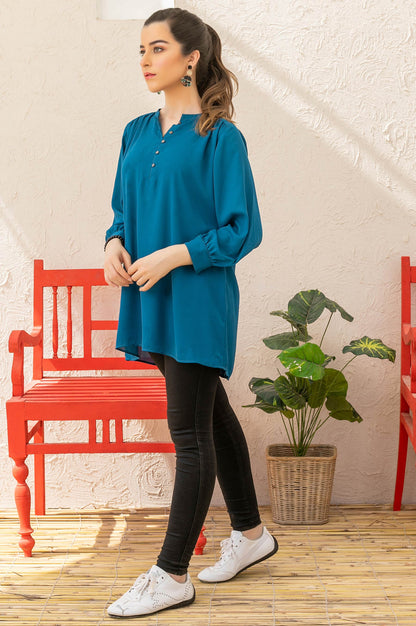 Stitched 1 Piece Embellished Crepe Shirt