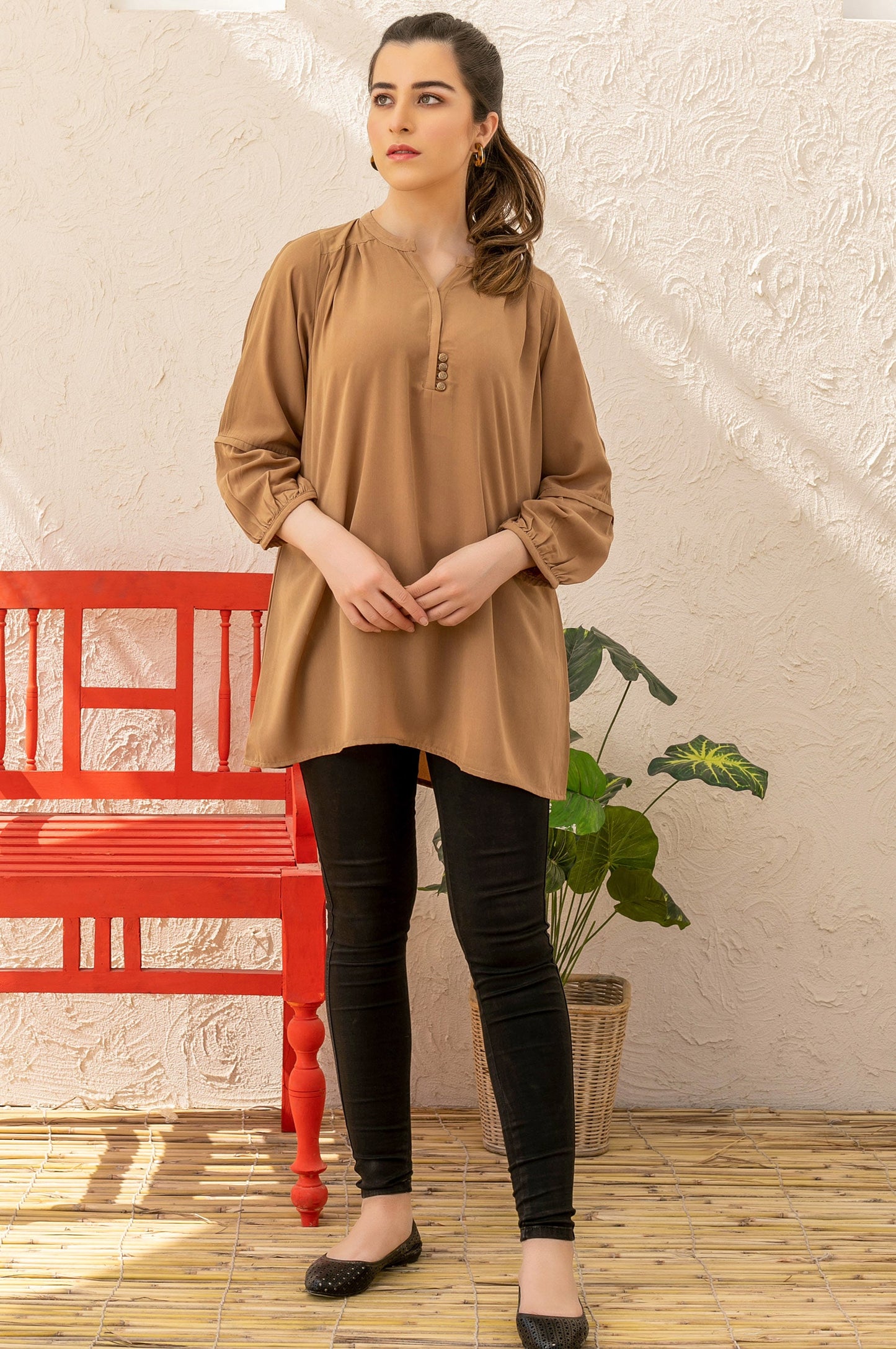 Stitched 1 Piece Embellished Crepe Shirt