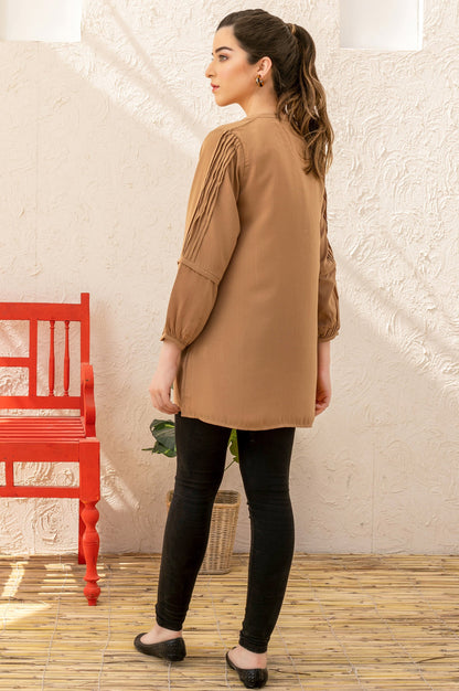 Stitched 1 Piece Embellished Crepe Shirt