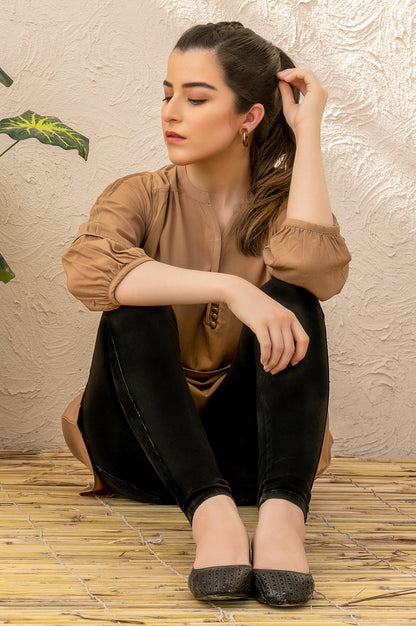 Stitched 1 Piece Embellished Crepe Shirt