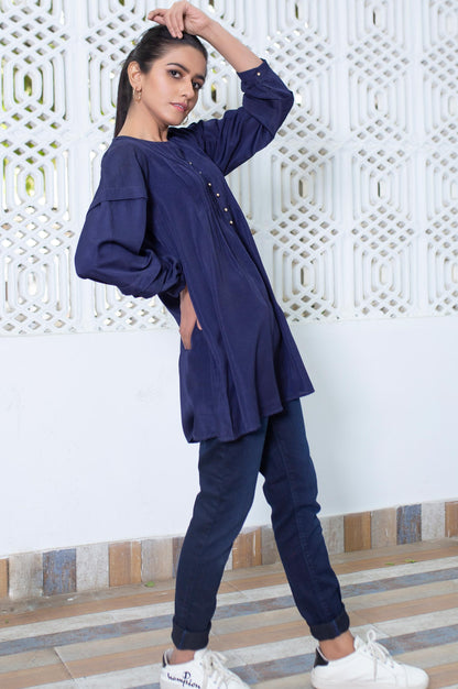 Stitched 1 Piece Embellished Crepe Shirt