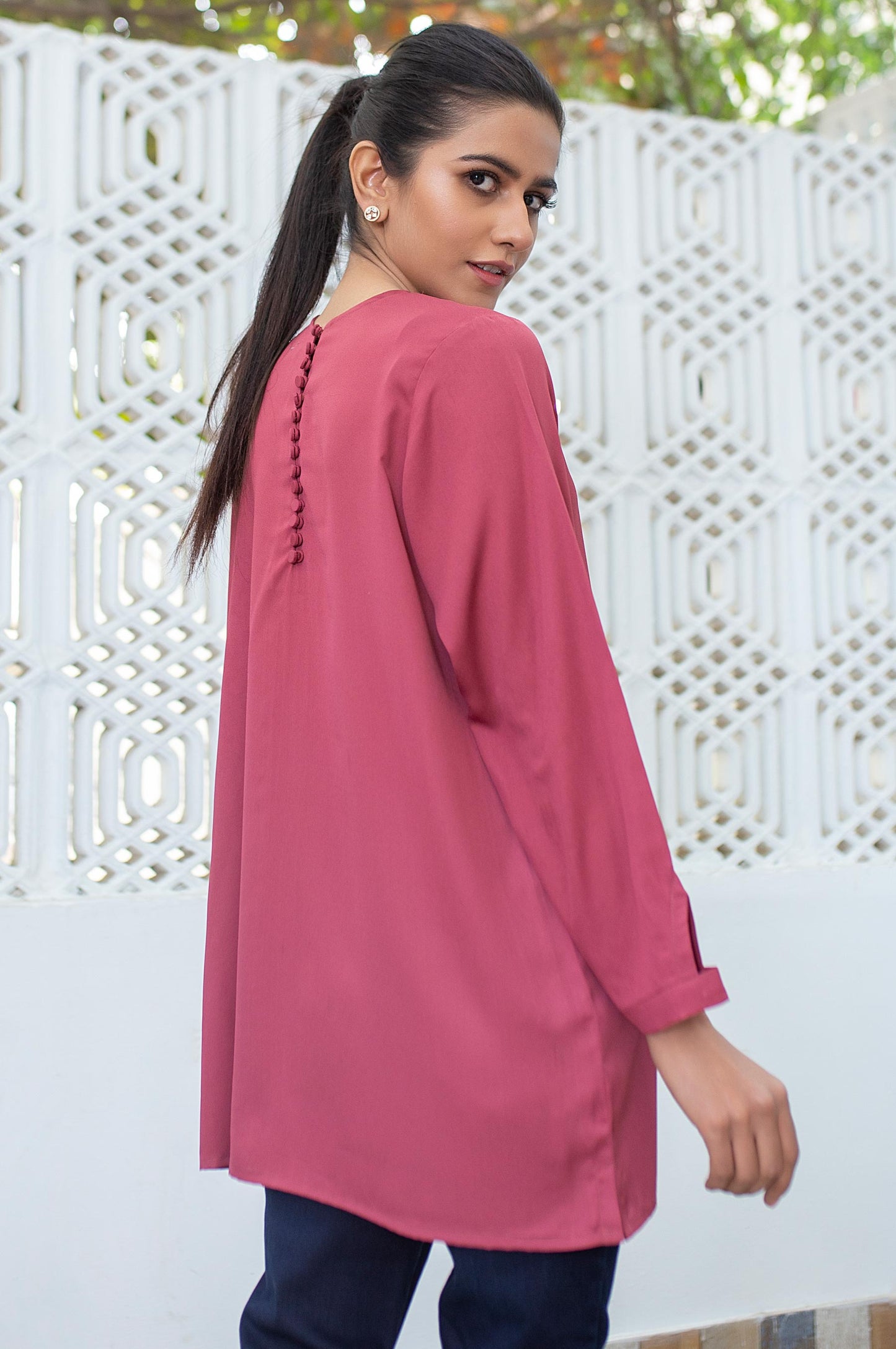 Stitched 1 Piece Embellished Crepe Shirt