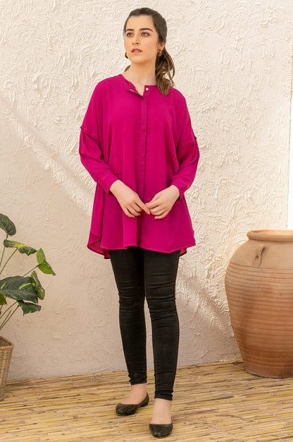 Stitched 1 Piece Embellished Crepe Shirt