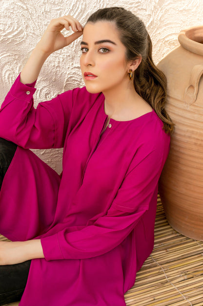 Stitched 1 Piece Embellished Crepe Shirt