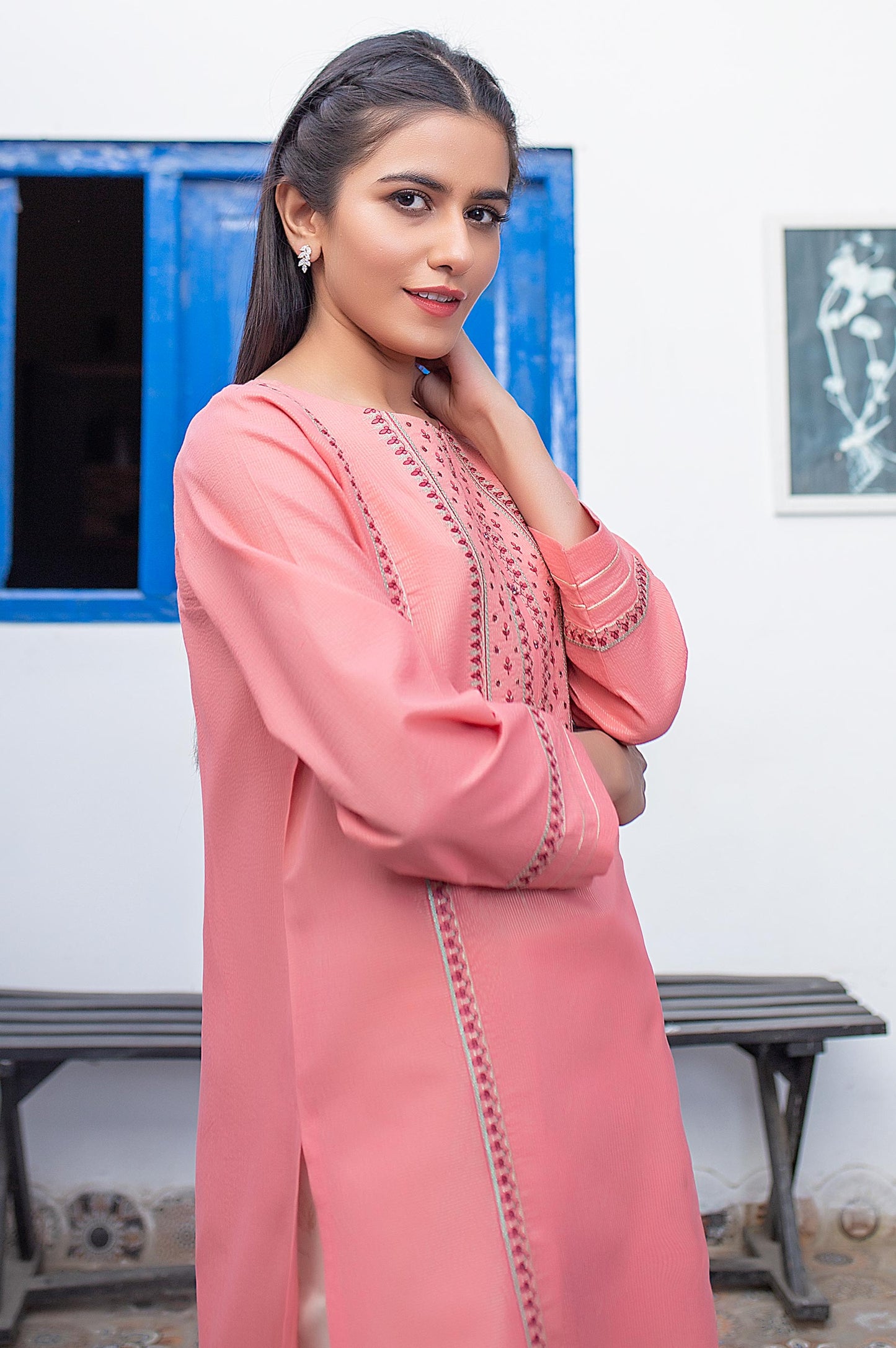 Stitched 1 Piece Embroidered Zari Masoori Shirt