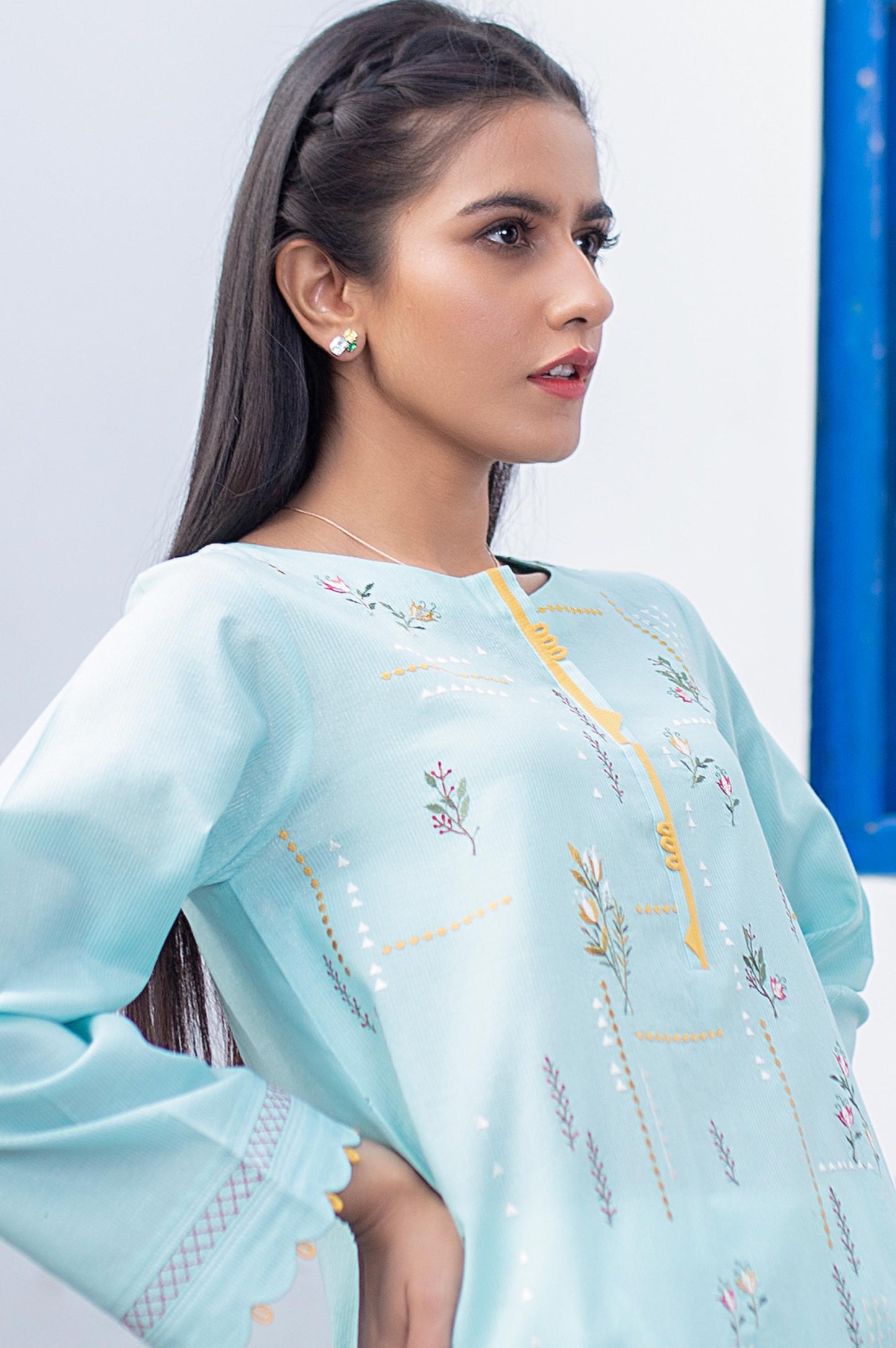 Stitched 1 Piece Embroidered Zari Masoori Shirt