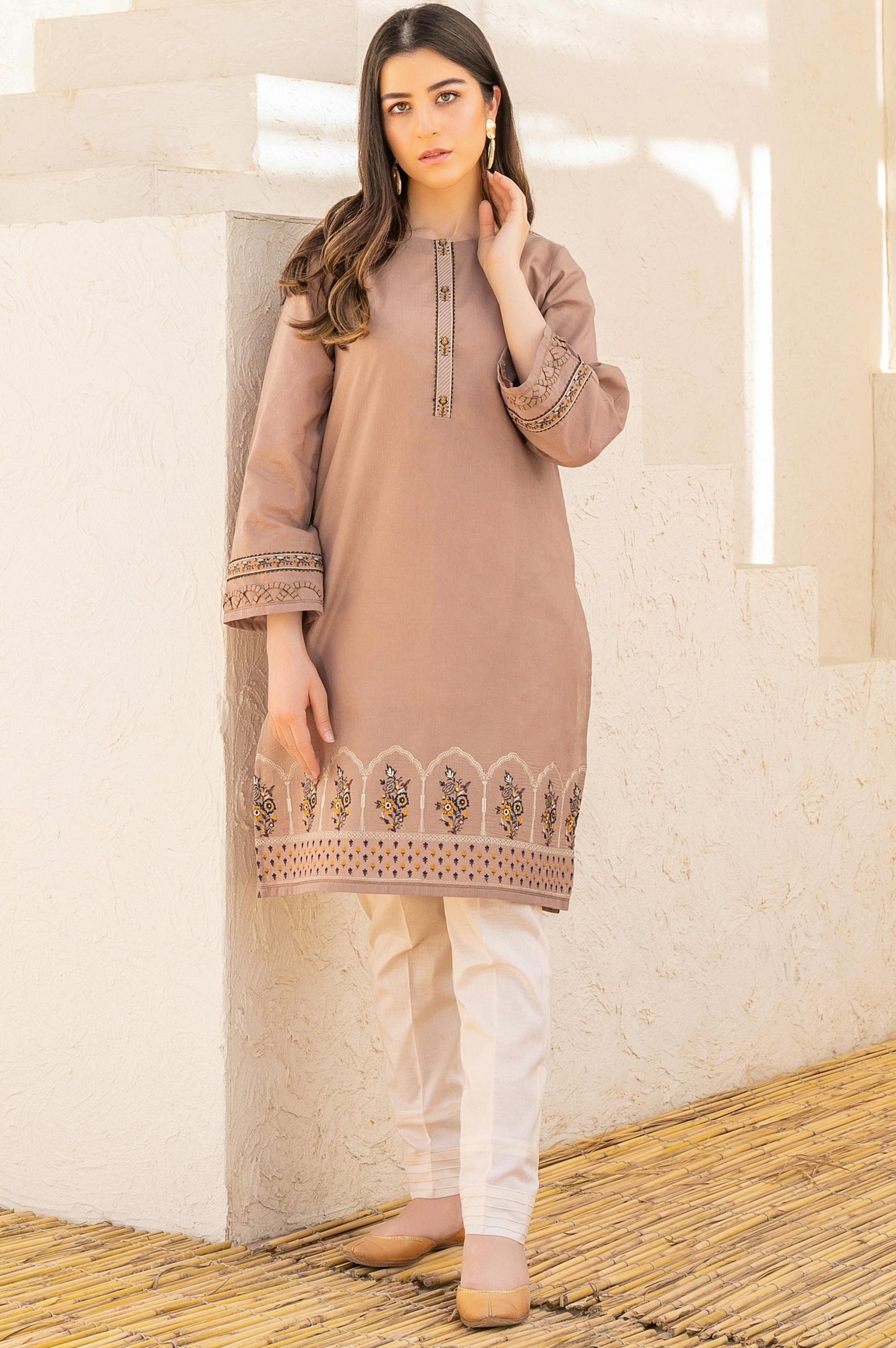 Stitched 1 Piece Embroidered Zari Masoori Shirt