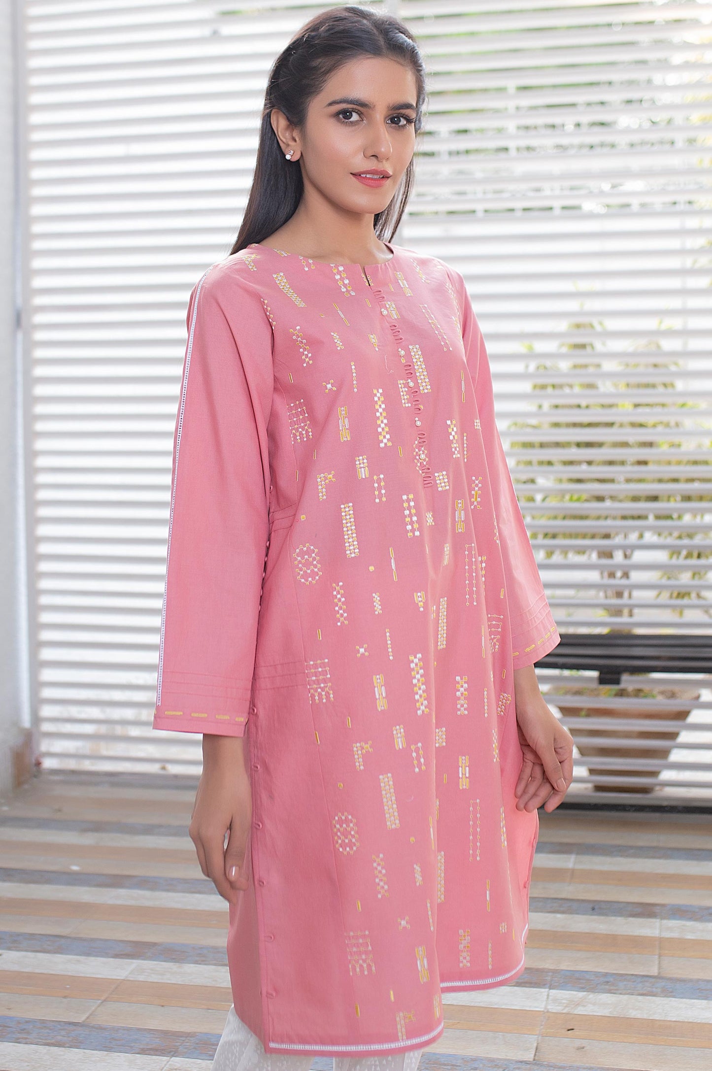 Stitched 1 Piece Embroidered Cambric Shirt