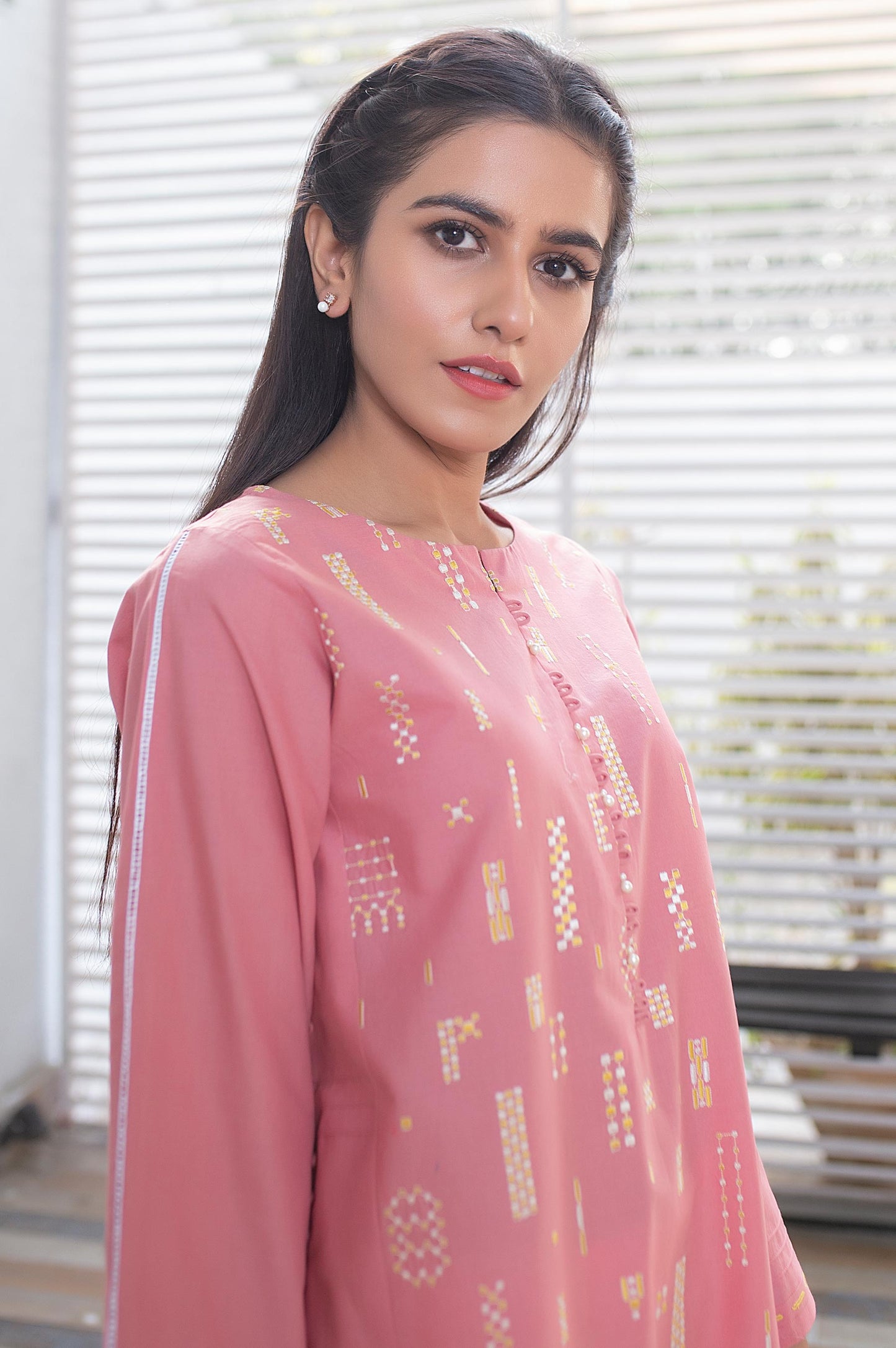 Stitched 1 Piece Embroidered Cambric Shirt