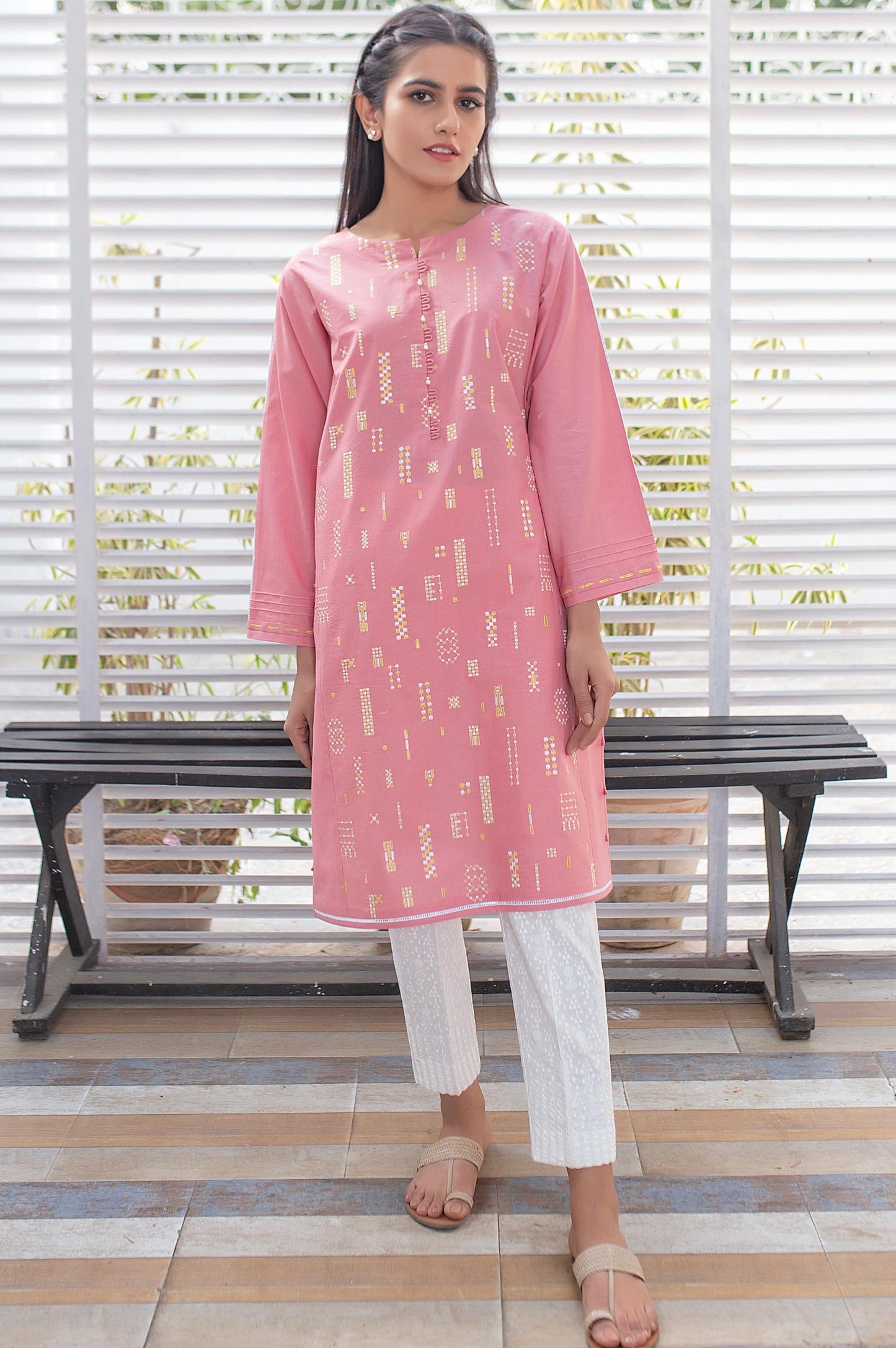 Stitched 1 Piece Embroidered Cambric Shirt