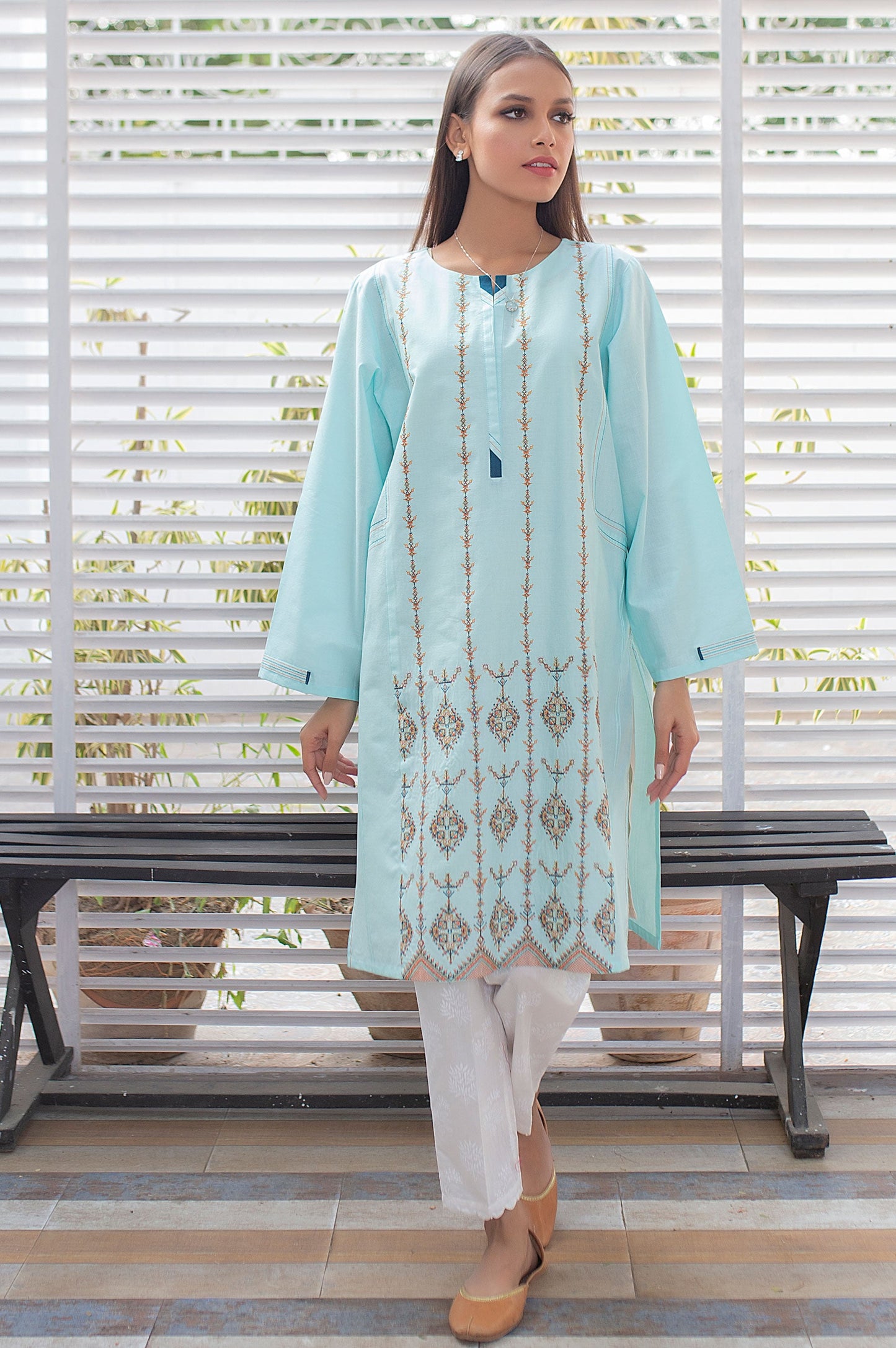 Stitched 1 Piece Embroidered Cambric Shirt