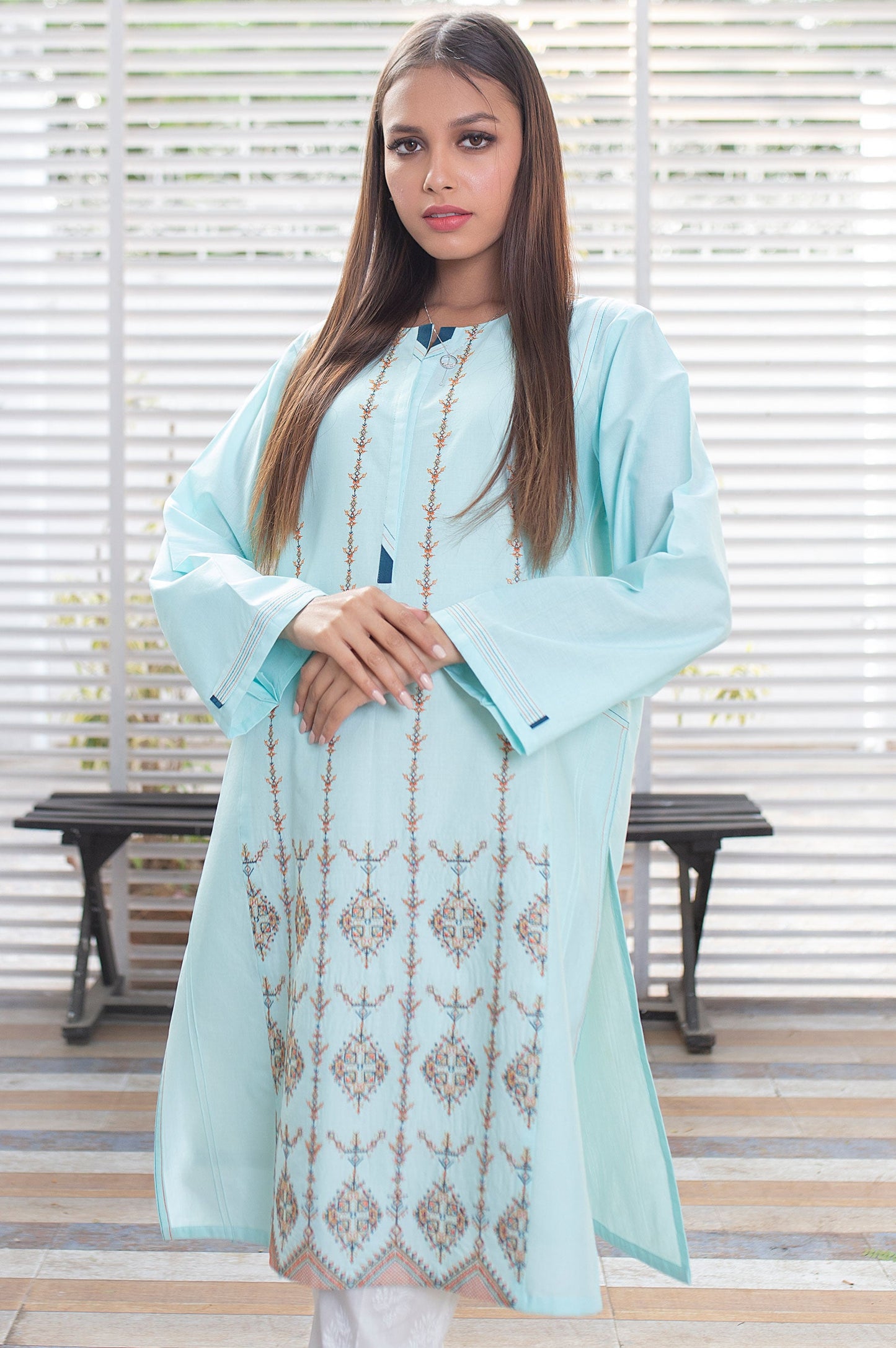 Stitched 1 Piece Embroidered Cambric Shirt