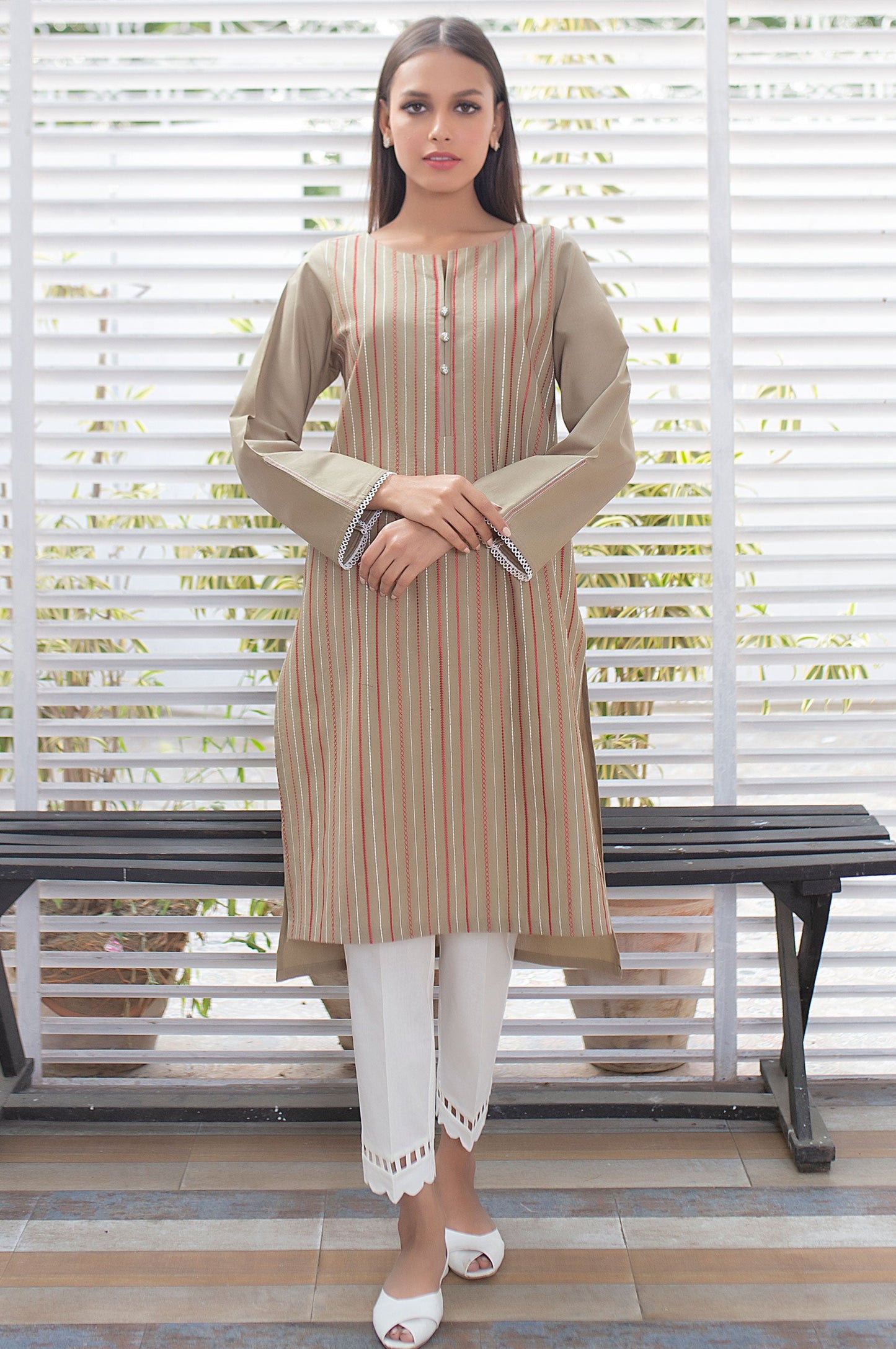 Stitched 1 Piece Embroidered Cambric Shirt