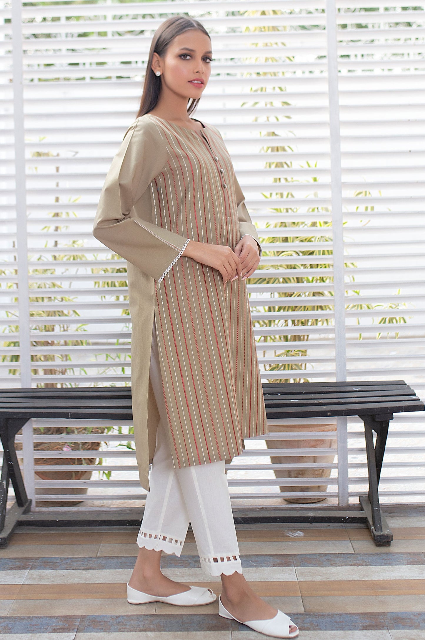 Stitched 1 Piece Embroidered Cambric Shirt