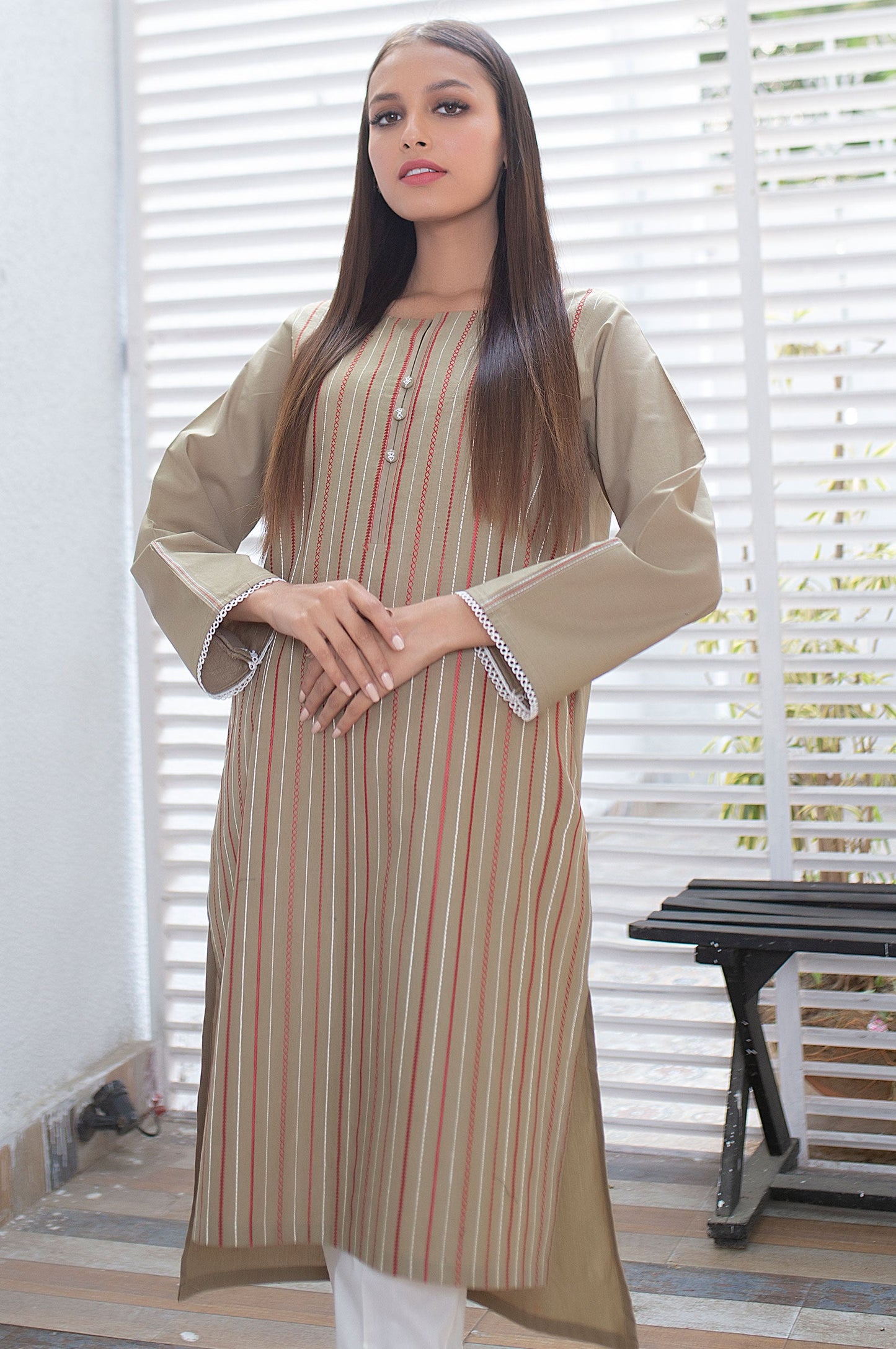 Stitched 1 Piece Embroidered Cambric Shirt