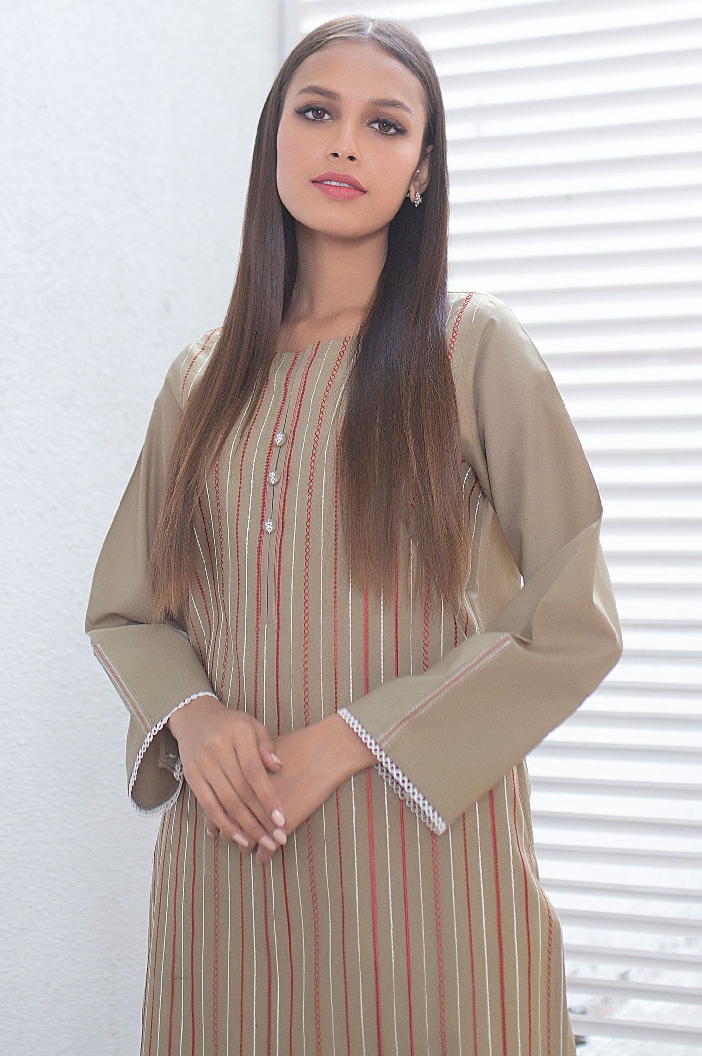 Stitched 1 Piece Embroidered Cambric Shirt