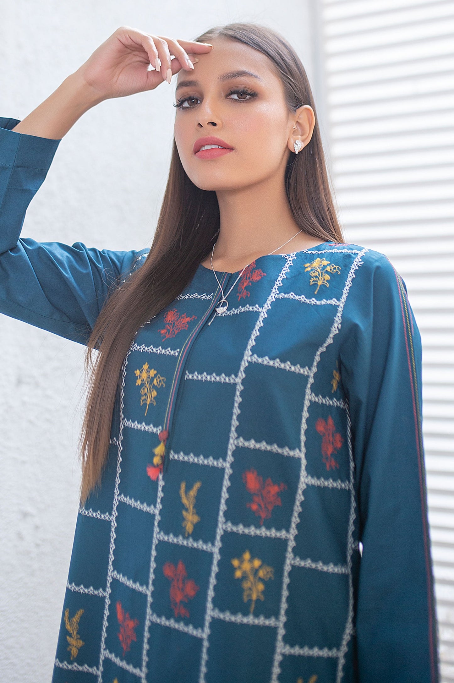 Stitched 1 Piece Embroidered Cambric Shirt