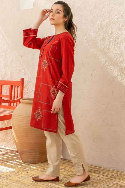 Stitched 1 Piece Embroidered Cambric Shirt