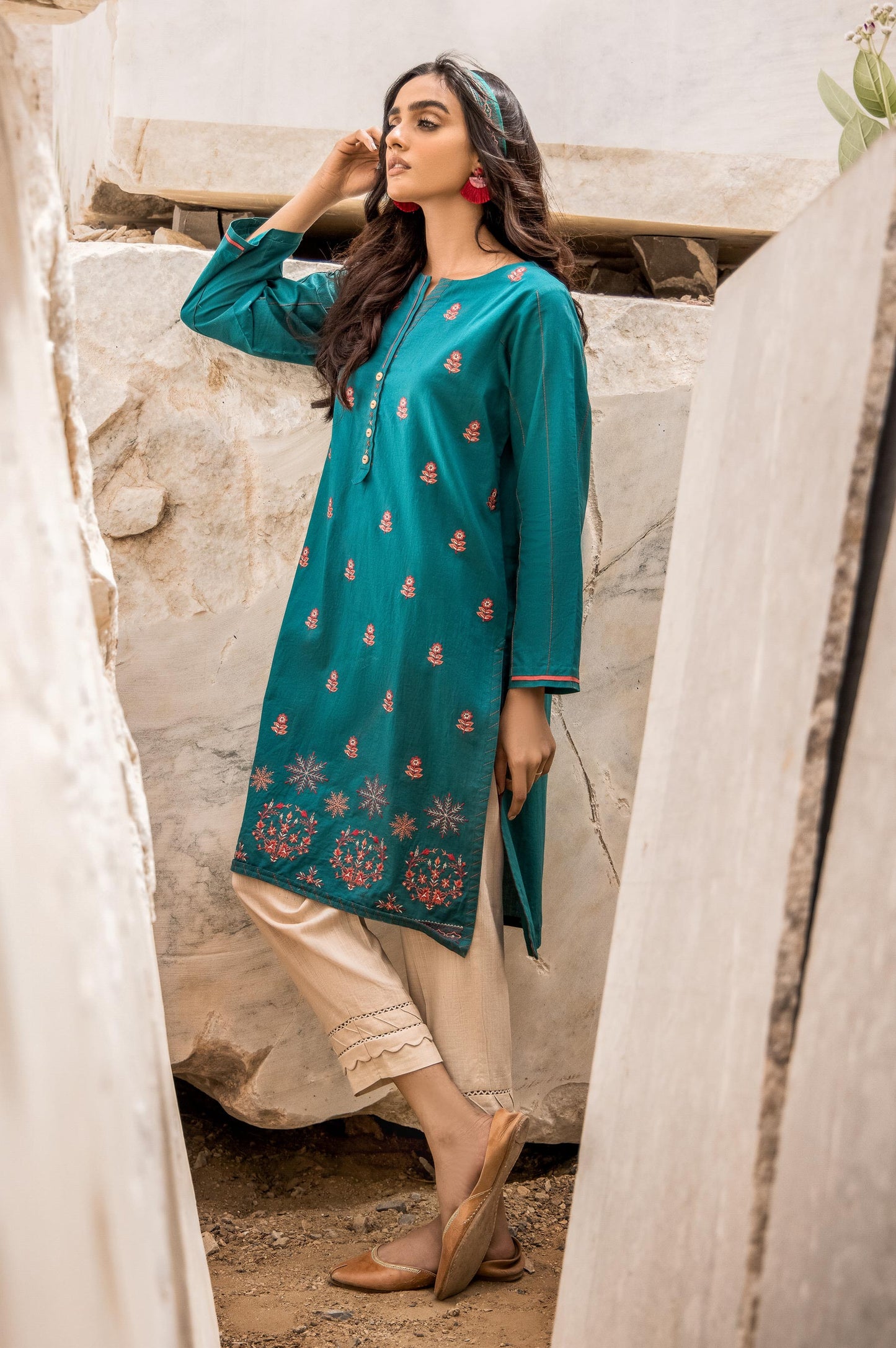 Stitched 1 Piece Embroidered Cambric Shirt