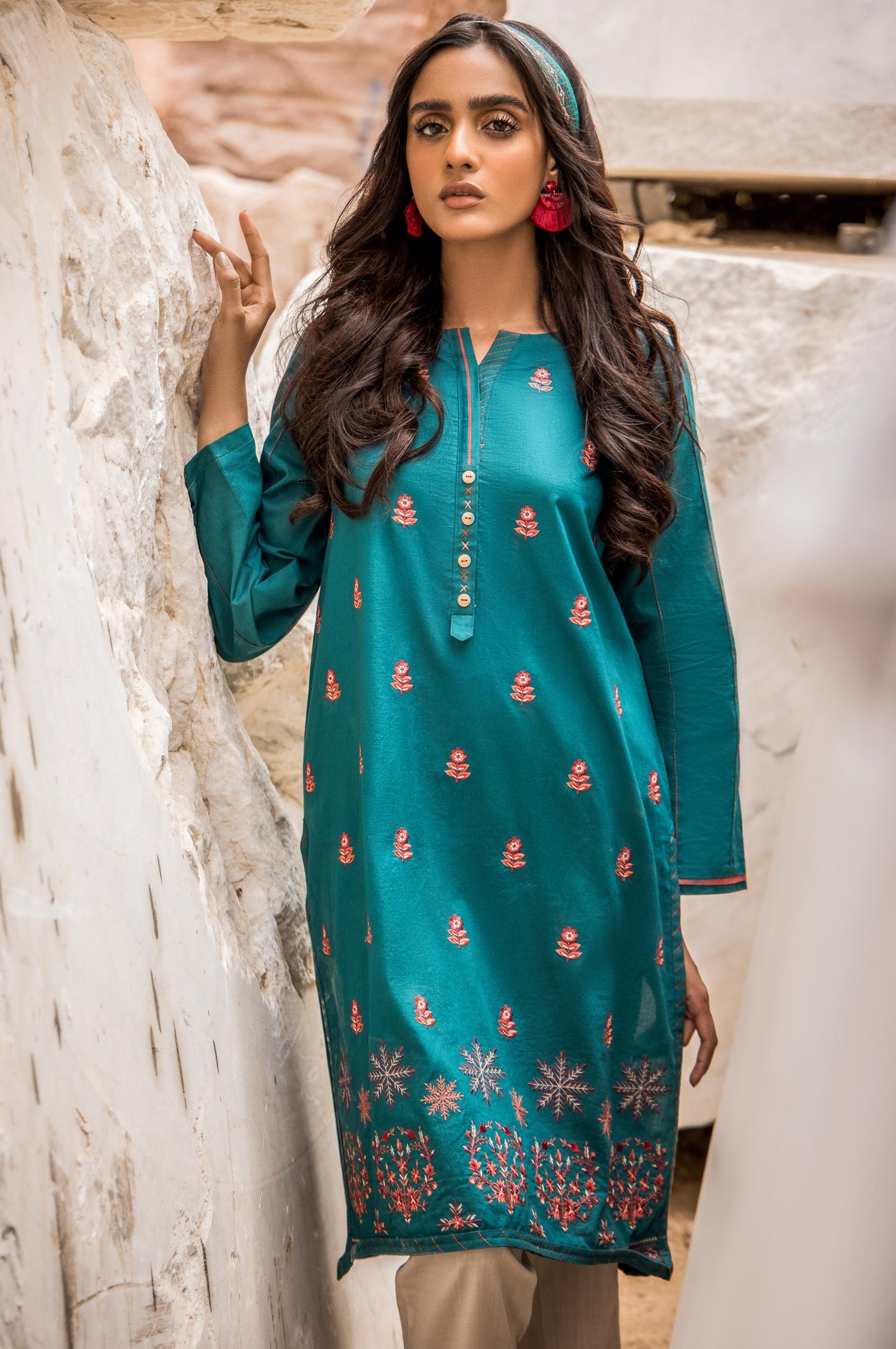 Stitched 1 Piece Embroidered Cambric Shirt