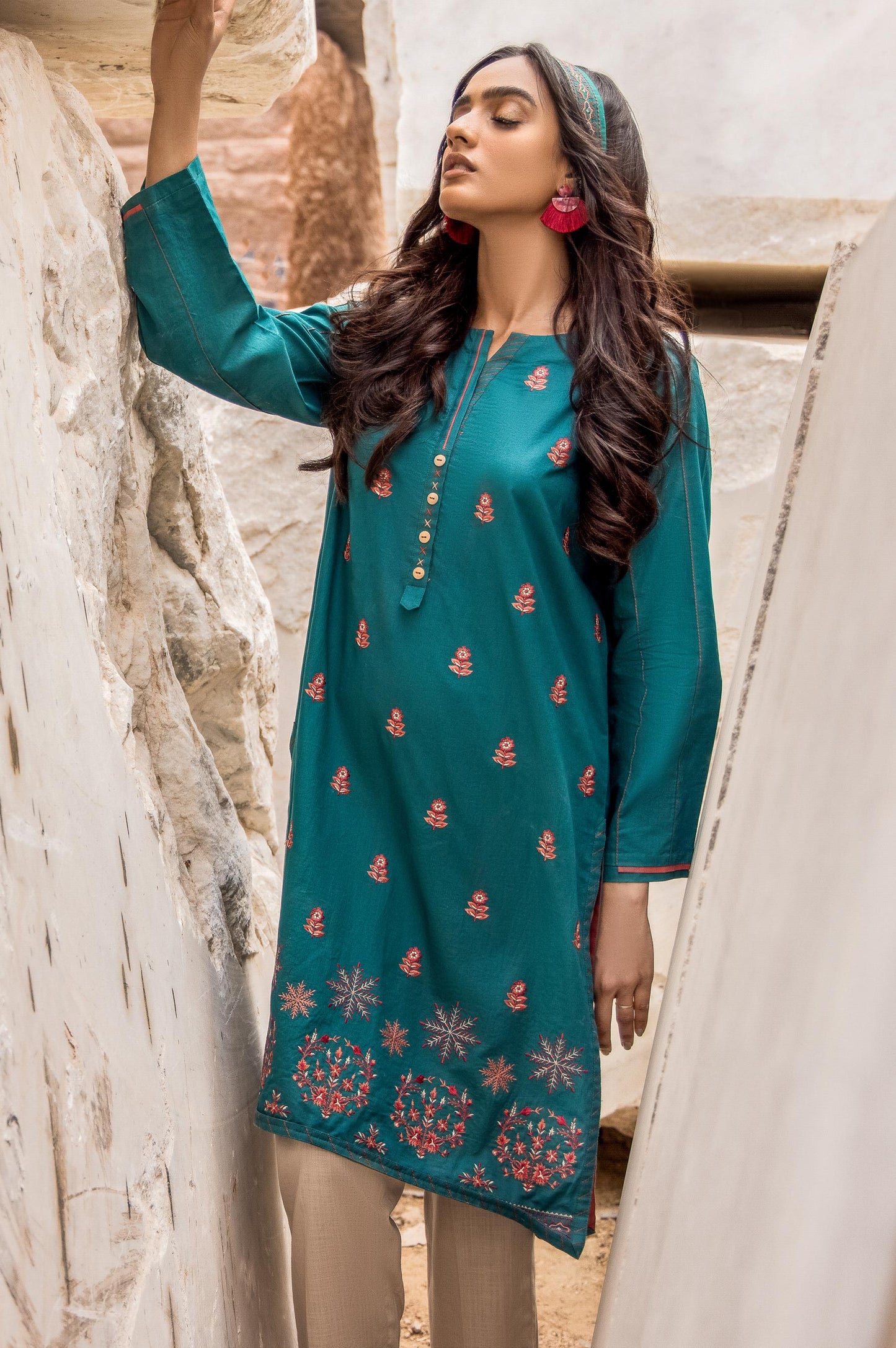 Stitched 1 Piece Embroidered Cambric Shirt