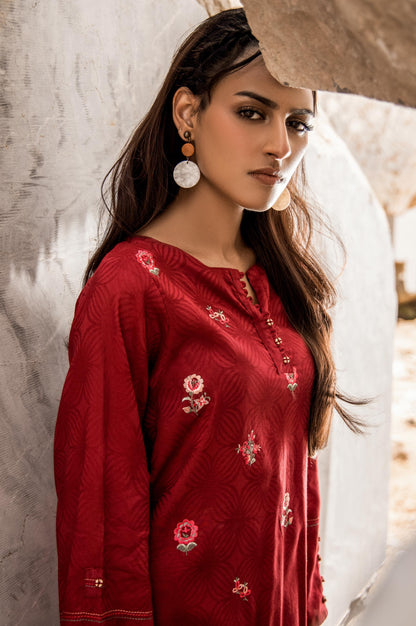 Stitched 1 Piece Self Jacquard Embroidered Shirt