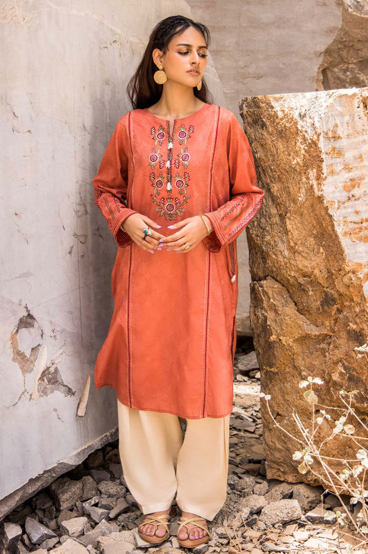 Stitched 1 Piece Embroidered Self-Jacquard Shirt