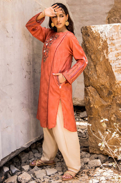 Stitched 1 Piece Embroidered Self-Jacquard Shirt