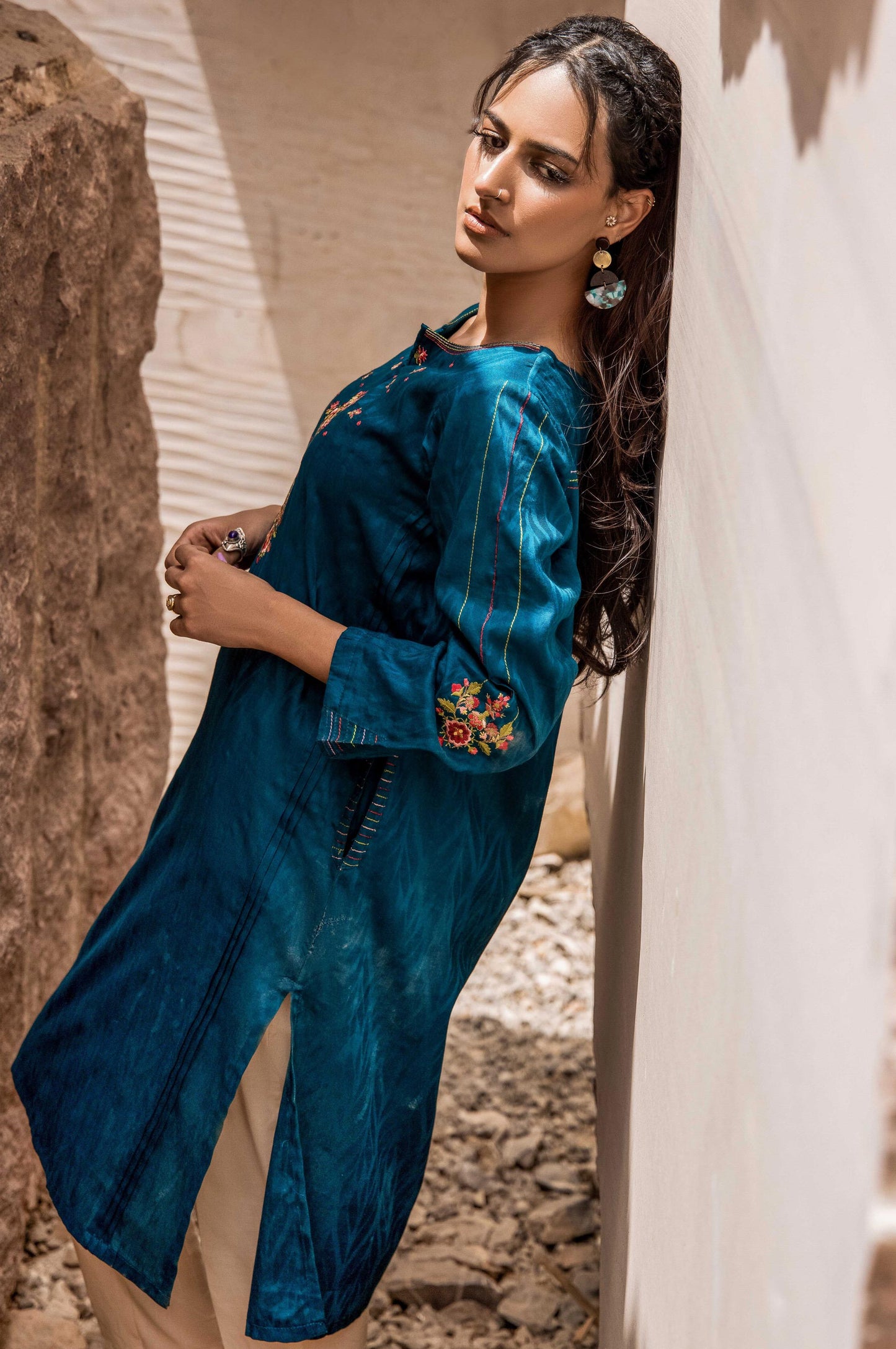 Stitched 1 Piece Embroidered Jacquard Shirt