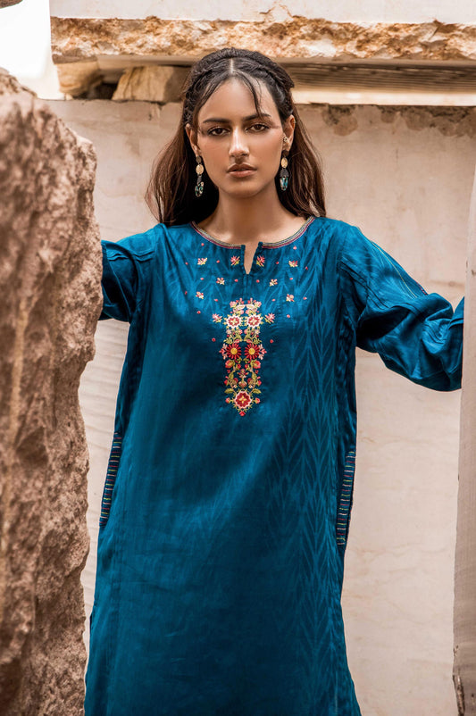 Stitched 1 Piece Embroidered Jacquard Shirt