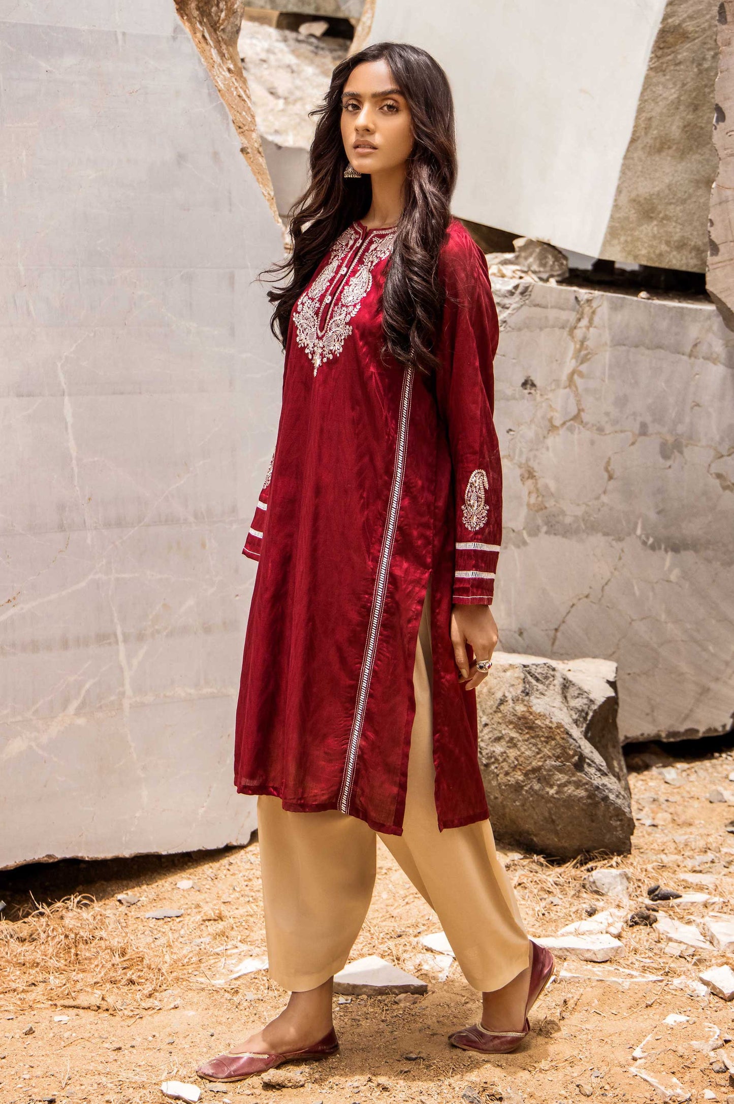 Stitched 1 Piece Embroidered Jacquard Shirt