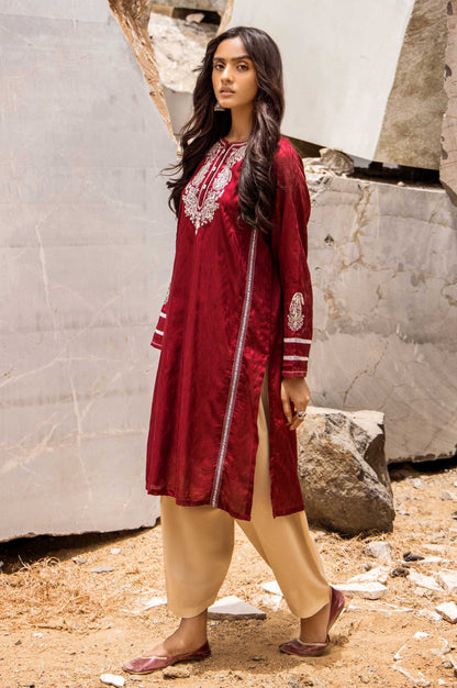 Stitched 1 Piece Embroidered Jacquard Shirt