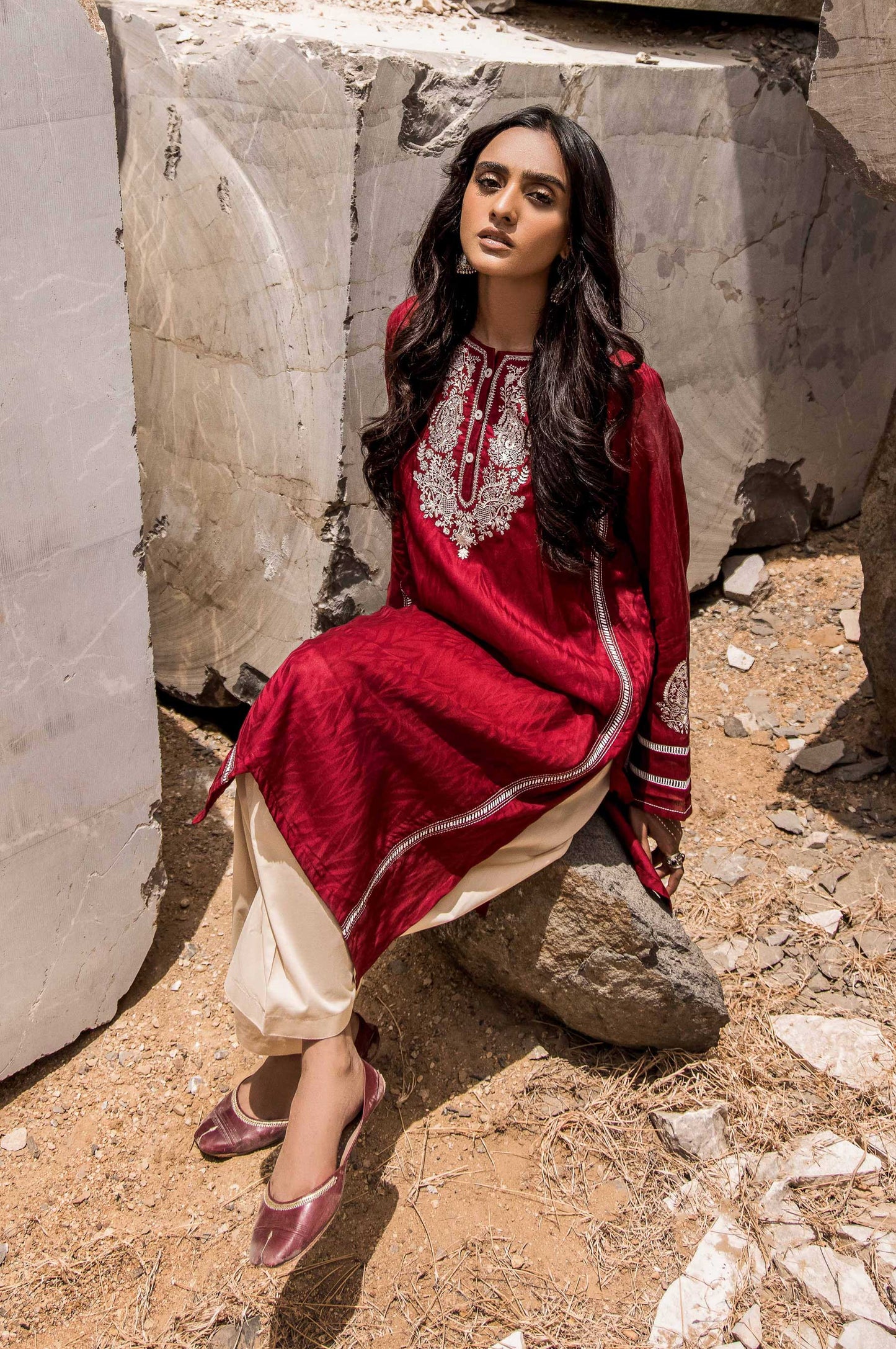 Stitched 1 Piece Embroidered Jacquard Shirt