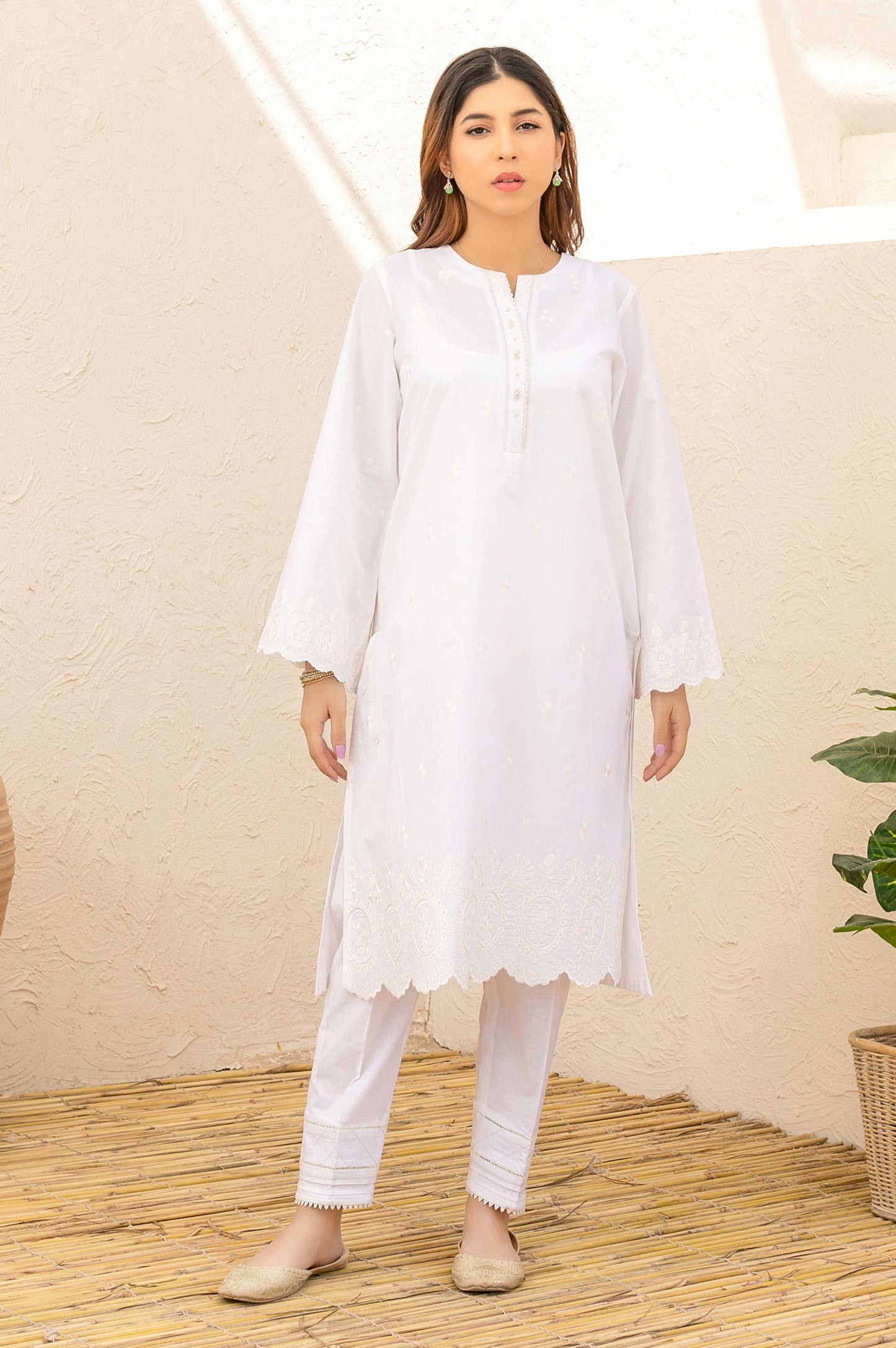 Stitched 1 Piece Embroidered Cambric Top