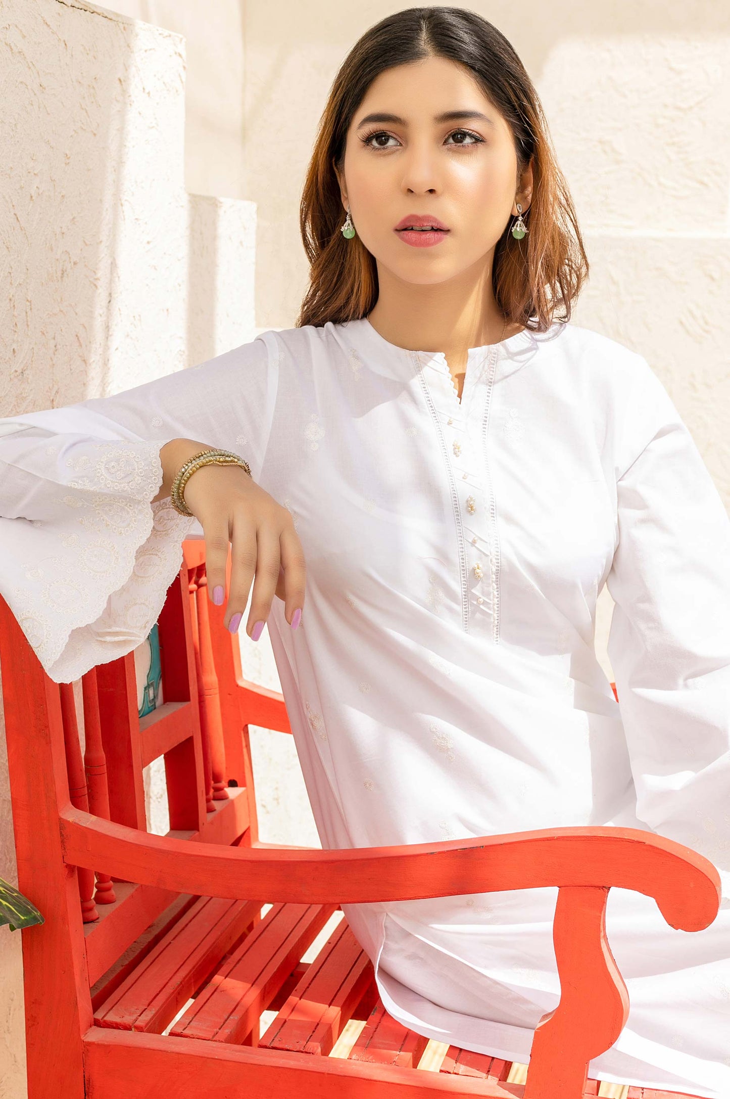 Stitched 1 Piece Embroidered Cambric Top