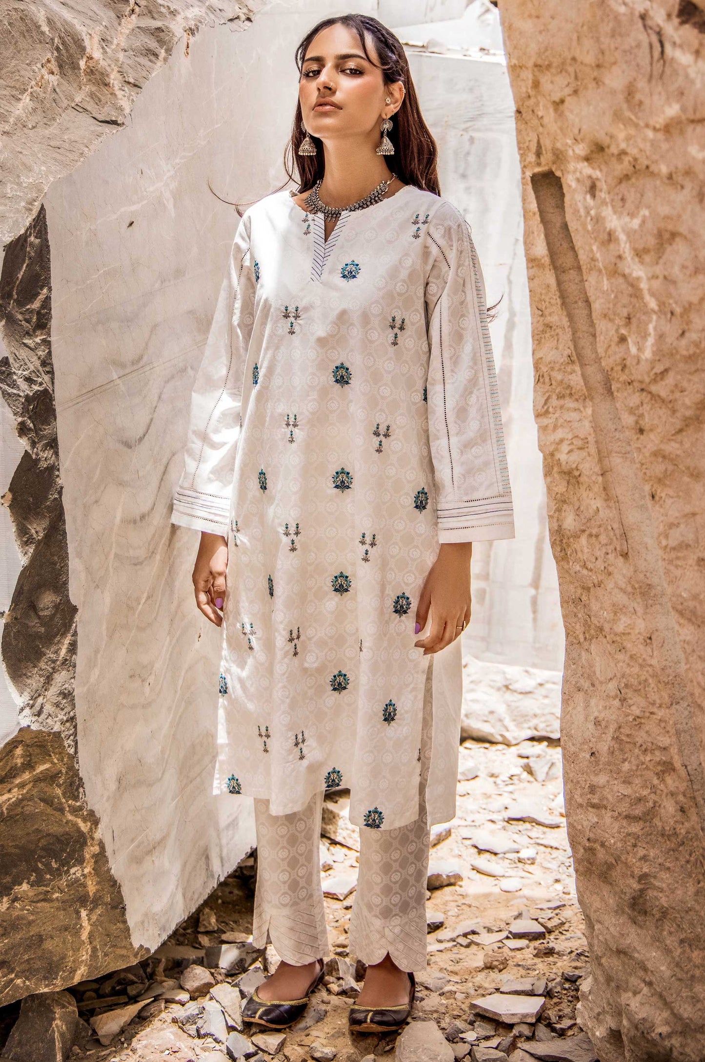 Stitched 1 Piece Embroidered Cambric Shirt