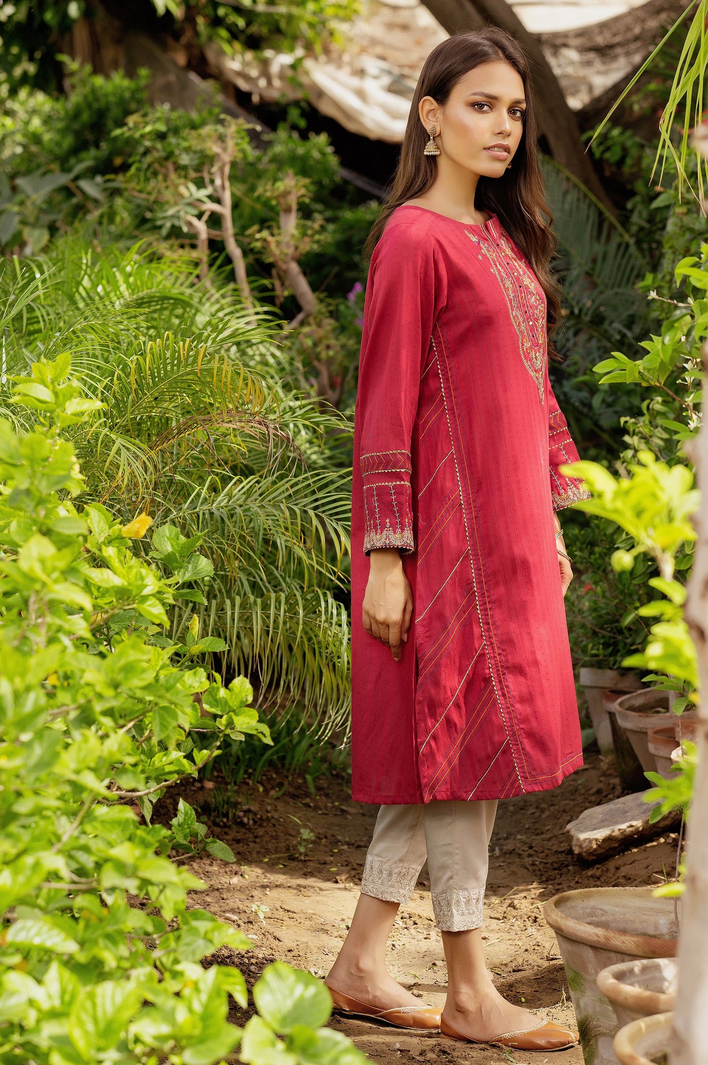 Stitched 1 Piece Embroidered Chikan Tarkashi Top