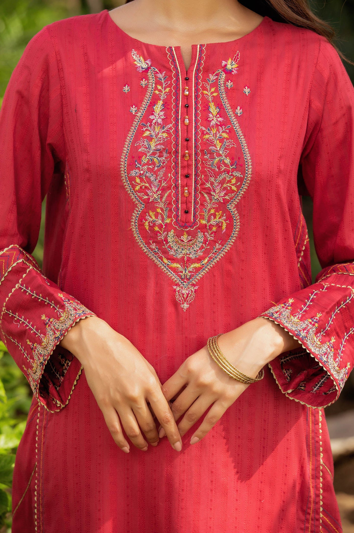 Stitched 1 Piece Embroidered Chikan Tarkashi Top