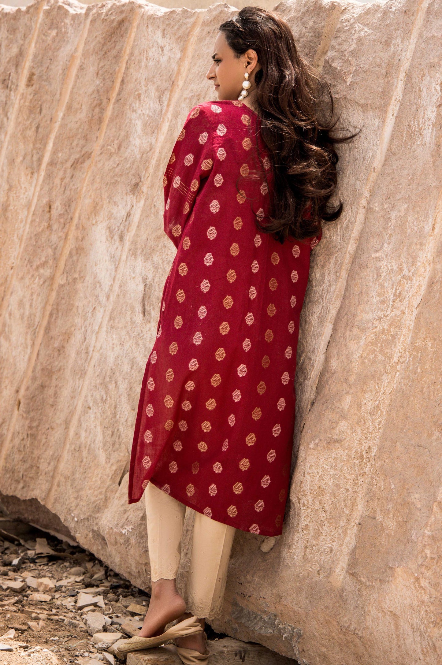 Stitched 1 Piece Embroidered Satin Jacquard Shirt