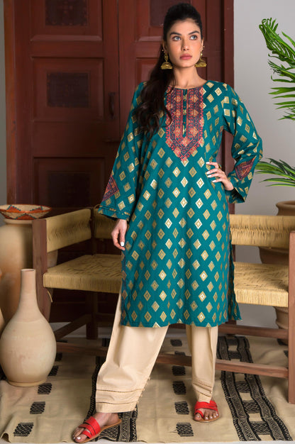 Stitched 1 Piece Satin jacquard Shirt