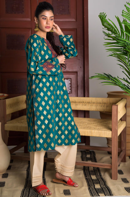 Stitched 1 Piece Satin jacquard Shirt