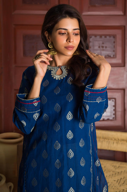 Stitched 1 Piece Satin jacquard Embroidered Shirt