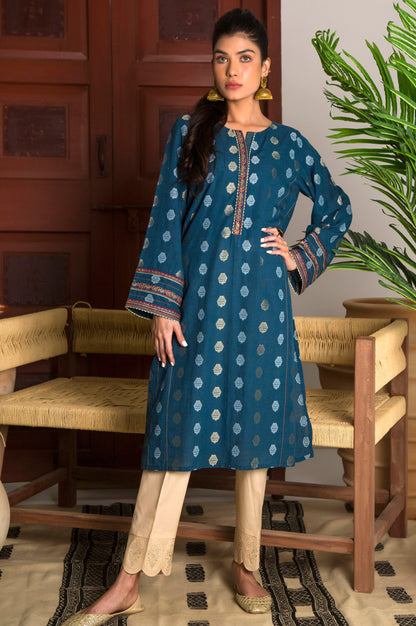 Stitched 1 Piece Satin Jacquard Embroidered Top