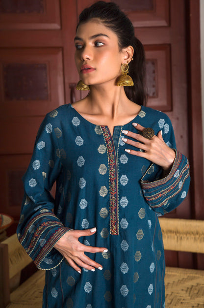 Stitched 1 Piece Satin Jacquard Embroidered Top