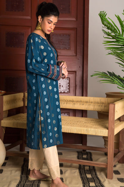 Stitched 1 Piece Satin Jacquard Embroidered Top