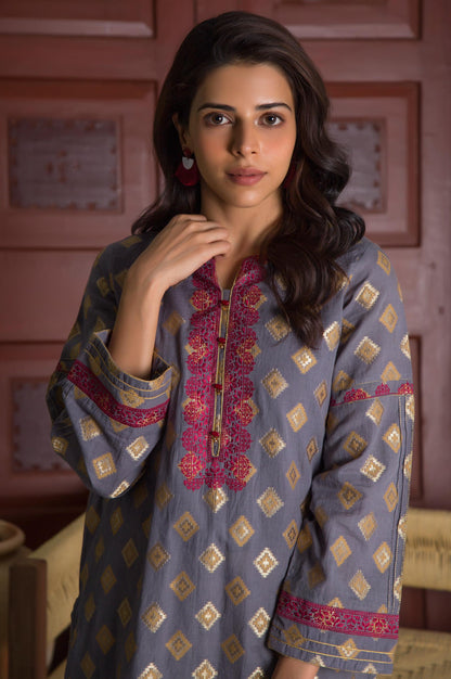 Stitched 1 Piece Satin jacquard Shirt