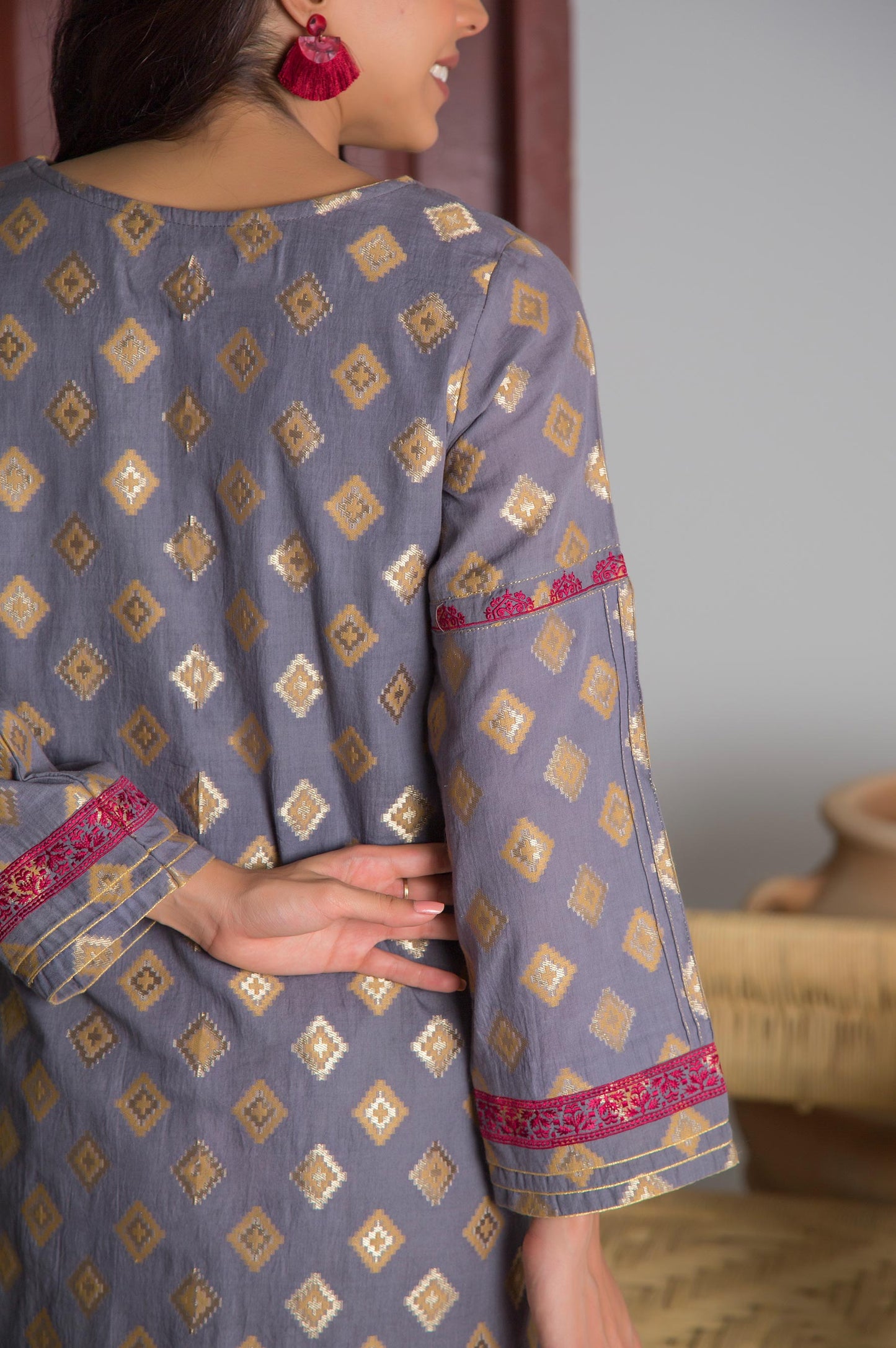 Stitched 1 Piece Satin jacquard Shirt